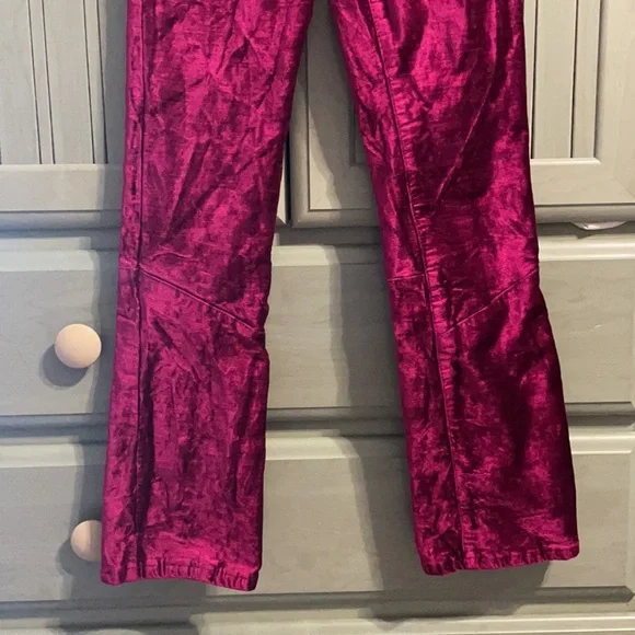 Free People Stretch Velour Crushed Velvet Crop Flare Pants Size 24 - Picture 7 of 9
